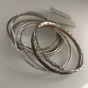 CHARLOTTE RUSSE Silver Bangle Bracelet Set NEW!